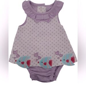Koala Baby polka dotted angel fish romper purple/white, 1-piece, 3-6 months